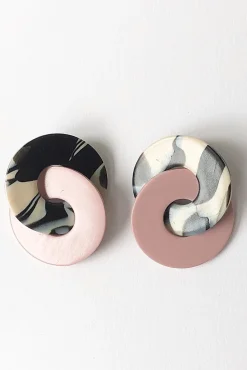 Hattie Buzzard Athena Marble & Pink Circle Earrings* Earrings