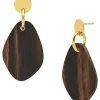 Branch Jewellery Brown Wood Flat Oval Shaped Gold Earrings* Earrings