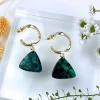 ALOË Chunky Bottle Green Triangular Dangle Studs* Earrings