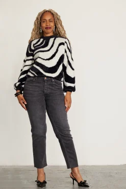 Cras Angela Swirl Black Jumper* Knitwear & Sweatshirts