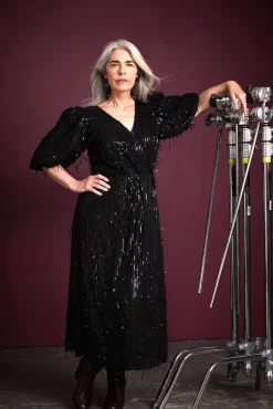 Cras Dakota Black Sequin Midi Dress* Dresses & Jumpsuits