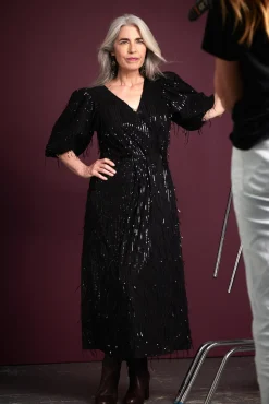 Cras Dakota Black Sequin Midi Dress* Dresses & Jumpsuits