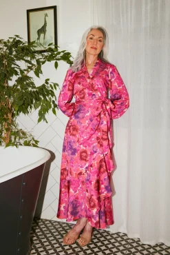Cras Lara Pink Garden Wrap Midi Dress* Dresses & Jumpsuits