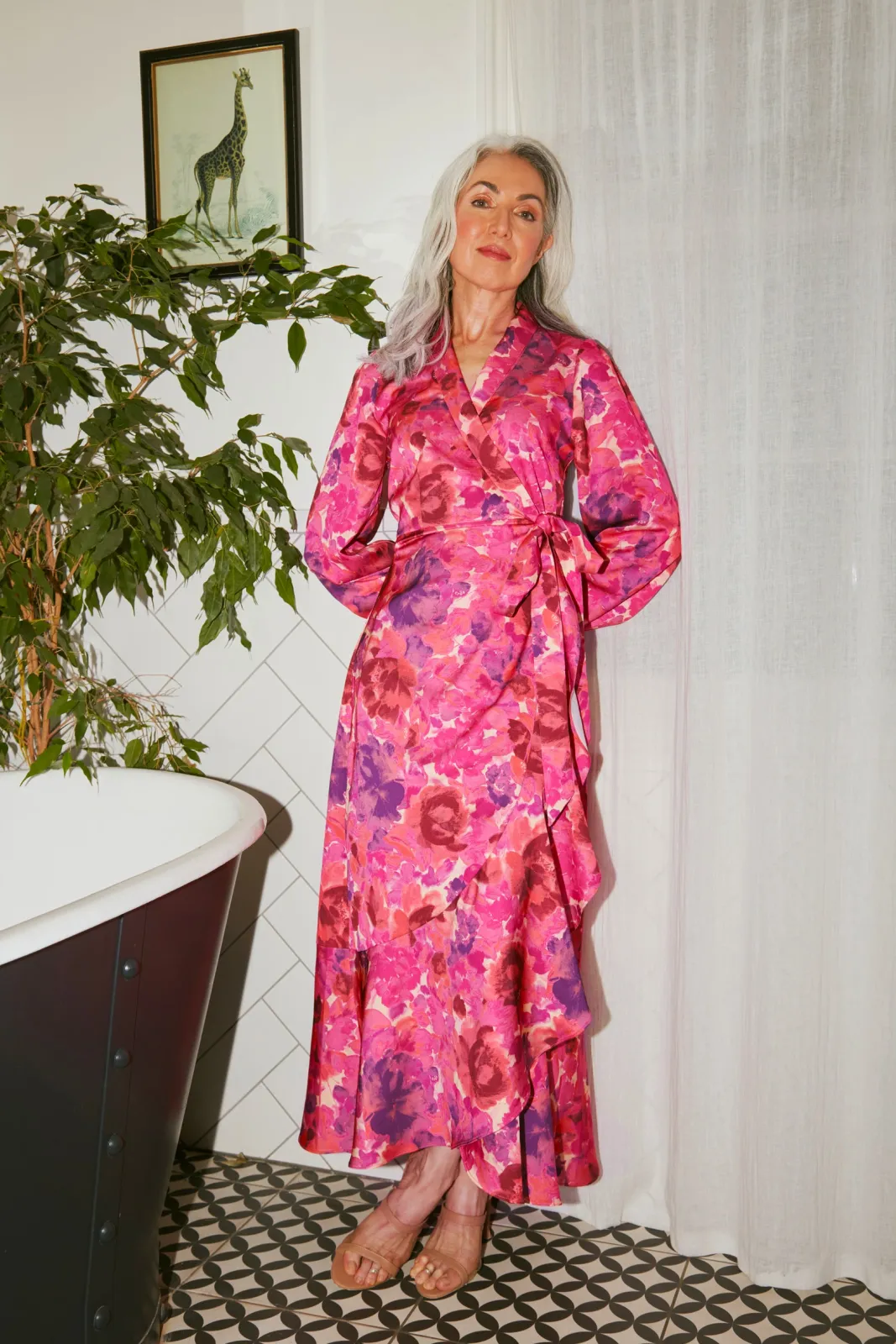 Cras Lara Pink Garden Wrap Midi Dress* Dresses & Jumpsuits