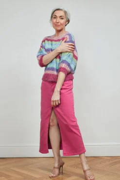 Fabienne Chapot Carlyne Denim Pink Midi Skirt* Denim|Skirts & Trousers