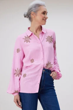 Fabienne Chapot Fleur Embellished Pink Blouse* Blouses, Shirts & Statement Tops