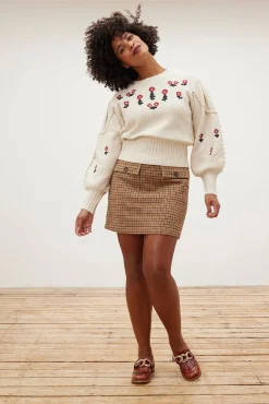 Fabienne Chapot Rizo Floral Embroidered Cream Jumper* Knitwear & Sweatshirts