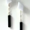 Hattie Buzzard Gaia White With Black Beads Dangle Earrings* Earrings