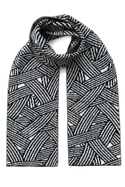 Ingmarson Geometric Wool & Cashmere Black Scarf* Scarves & Shawls