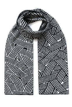 Ingmarson Geometric Wool & Cashmere Black Scarf* Scarves & Shawls