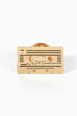 Titlee Gold Engraved Music Cassette Tape Shaped Pin* Brooches & Pins