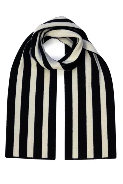 Ingmarson Striped Wool & Cashmere Black Scarf* Scarves & Shawls