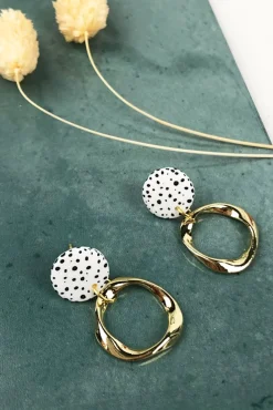 ALOË Irregular Hoops Dalmatian Mini Studs* Earrings