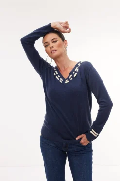 Jacynth London Regina Navy Jumper* Knitwear & Sweatshirts