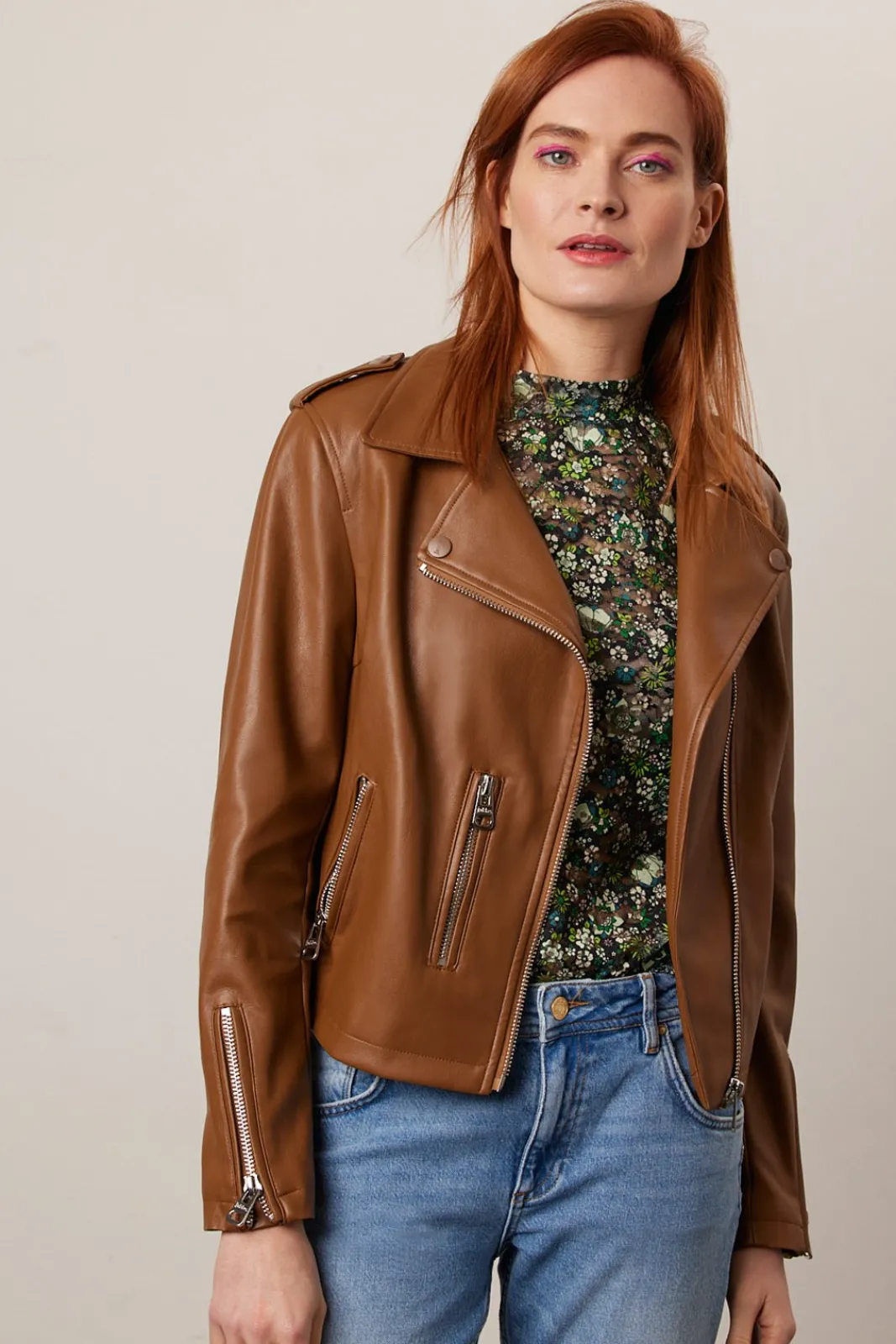 Jakke Beau Chocolate Brown Faux Leather Biker Jacket* Jackets & Blazers|Coats