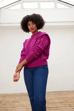 Jakke Billy Cable Knit Fuchsia Jumper* Knitwear & Sweatshirts