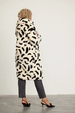 Jakke Katie Paintbrush Print Long Faux Fur Coat* Coats