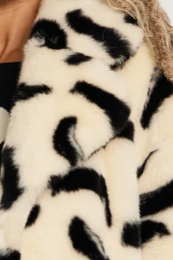 Jakke Katie Paintbrush Print Long Faux Fur Coat* Coats