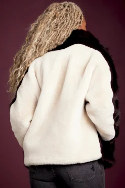 Jakke Rita Burgundy & Cream Faux Fur Coat* Coats