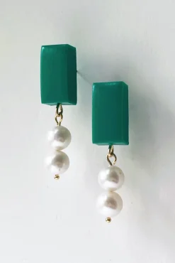 Hattie Buzzard Lila Pearl Emerald Green Earrings* Earrings