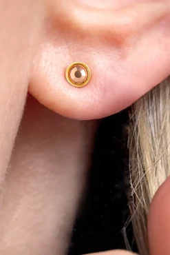 Lulu Copenhagen Peach Crystal Gold Stud Earrings* Earrings