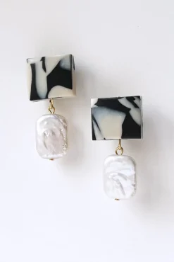 Hattie Buzzard Mini Bon Bon Marble Monochrome Drop Earrings* Earrings