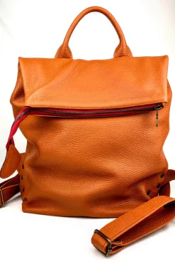 Coco Barclay Nancy Orange Pebble Leather Rucksack* Bags