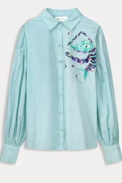 POM Amsterdam Aqua Blue Organic Cotton Blouse* Blouses, Shirts & Statement Tops