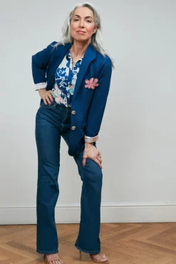 POM Amsterdam Pique Ink Blue Blazer* Jackets & Blazers|Tailoring