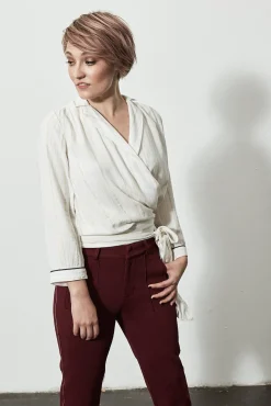 POM Amsterdam Shiny Stripes White Wrap Blouse* Blouses, Shirts & Statement Tops