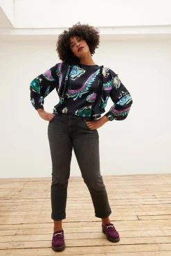 POM Amsterdam Tides Deep Black Printed Top* T-Shirts & Tops|Blouses, Shirts & Statement Tops