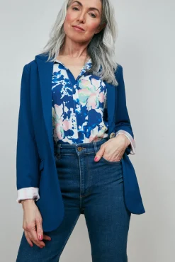 POM Amsterdam Violet Crane Birds Blue Blouse* Blouses, Shirts & Statement Tops