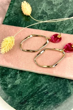 ALOË Red Teardrop Irregular Gold Stud Hoops* Earrings