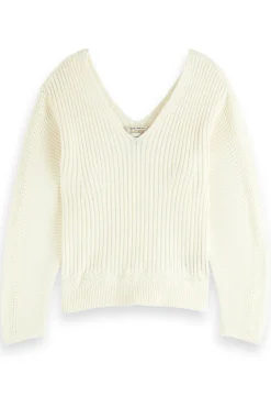 Scotch & Soda Feminine V Neck Cream Jumper* Knitwear & Sweatshirts