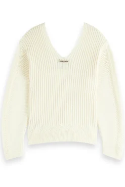 Scotch & Soda Feminine V Neck Cream Jumper* Knitwear & Sweatshirts
