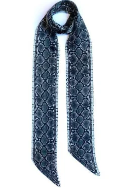 Ingmarson Snakeskin Silk Neck Scarf Long Grey* Scarves & Shawls