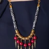Dark Horse Ornament Strike Out Ageism Charity Crystal Pink Pearl & Gold Plated Spikes Statement Necklace* Necklaces