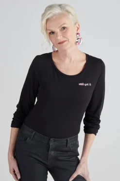 The Bias Cut Strike Out Ageism Charity Black Long-Sleeved T-Shirt (3 Slogan Options)* T-Shirts & Tops