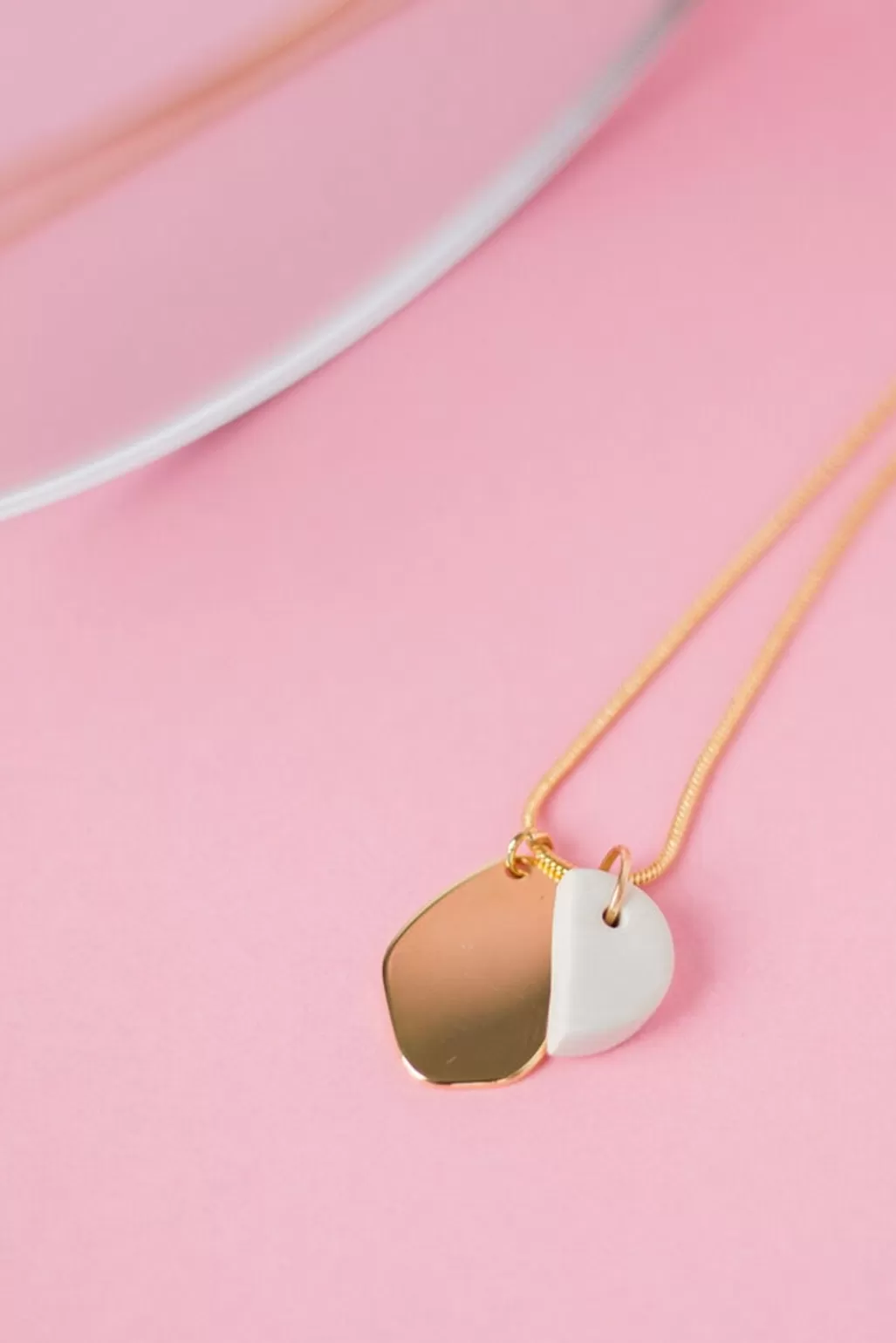 Cloud + Clay Almond Polymer Clay Gold Plated Necklace