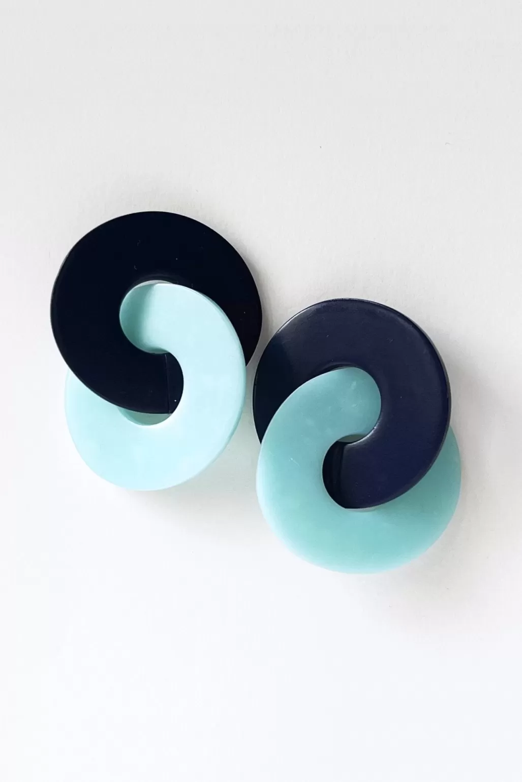 Hattie Buzzard Athena Navy Blue & Seafoam Circle Earrings