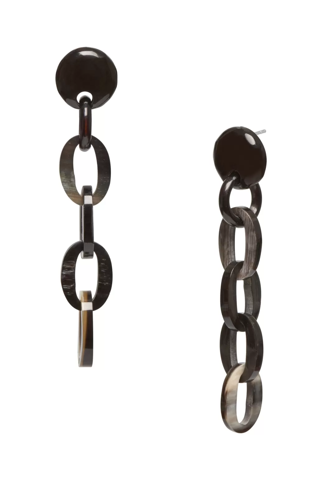 Branch Jewellery Black Buffalo Horn Chain Link Earrings