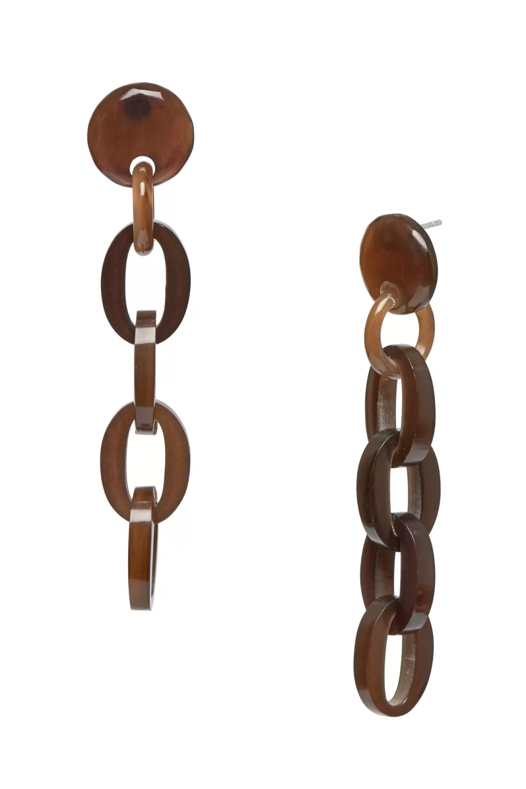 Branch Jewellery Brown Buffalo Horn Chain Link Earrings