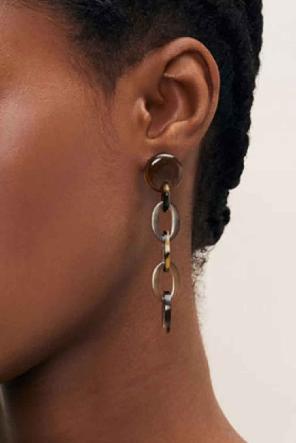 Branch Jewellery Brown Buffalo Horn Chain Link Earrings