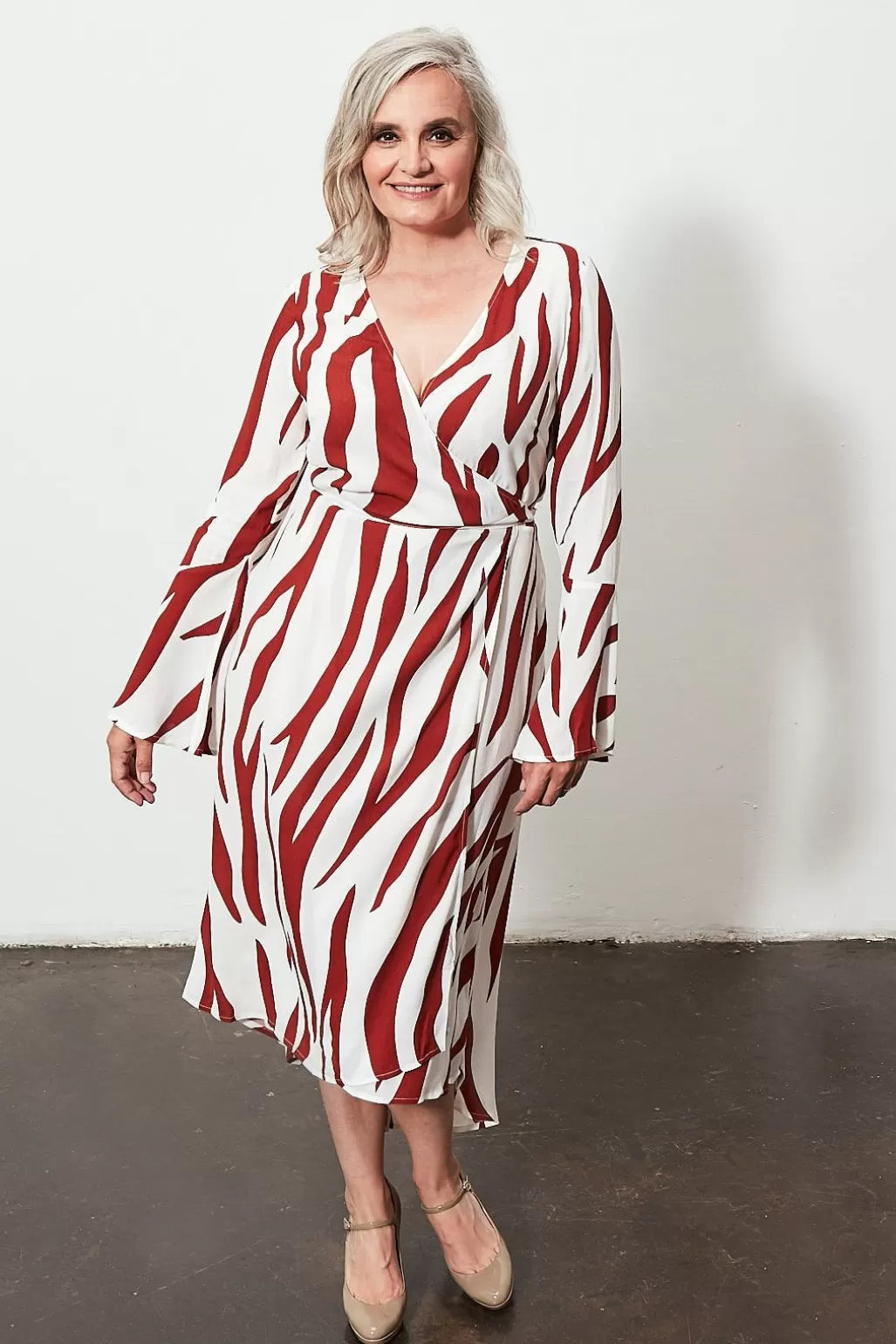 Charli Nicky Rust Zebra Print Wrap Dress