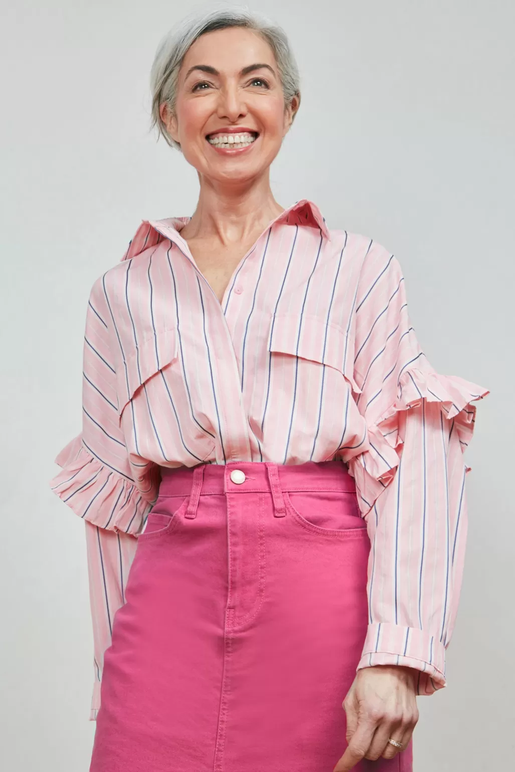 Cras Flower Pink Stripe Shirt