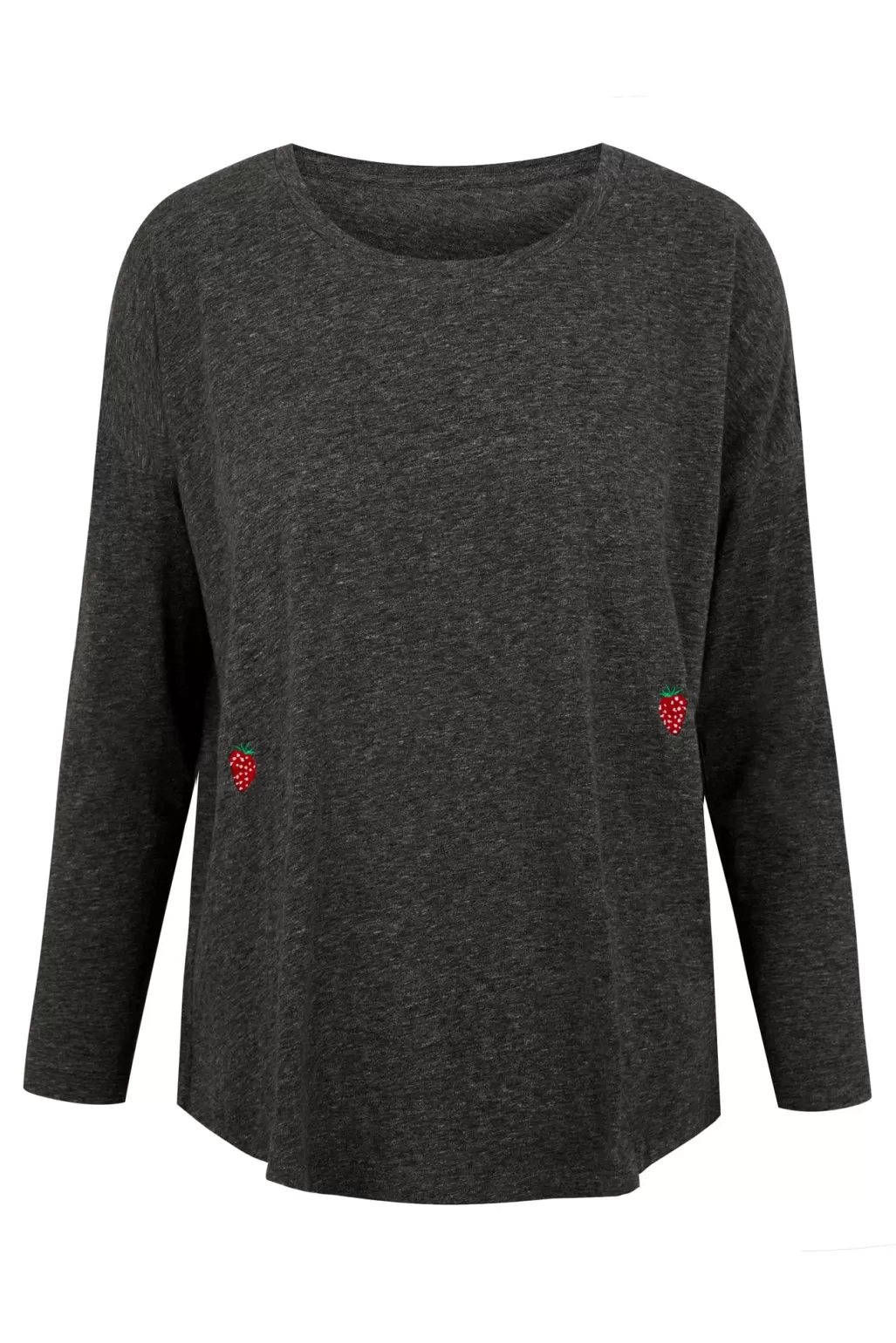 Ingmarson Embroidered Strawberry Slub Grey T-Shirt