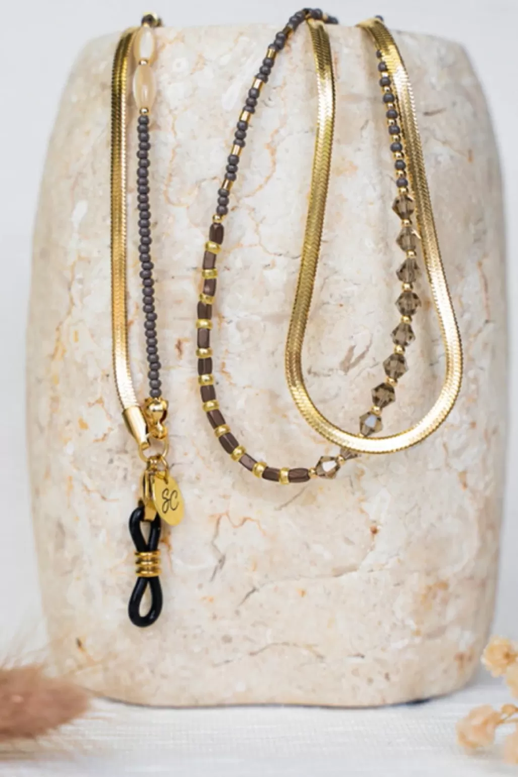 Sunny Cords Emma-Jane Beaded & Gold Double Sunglasses Chain