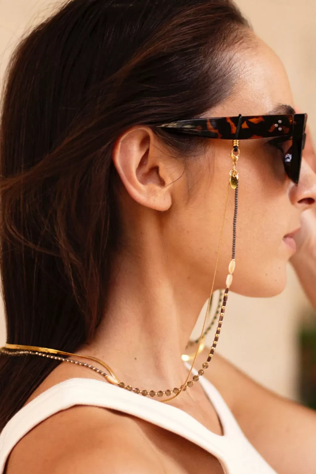 Sunny Cords Emma-Jane Beaded & Gold Double Sunglasses Chain