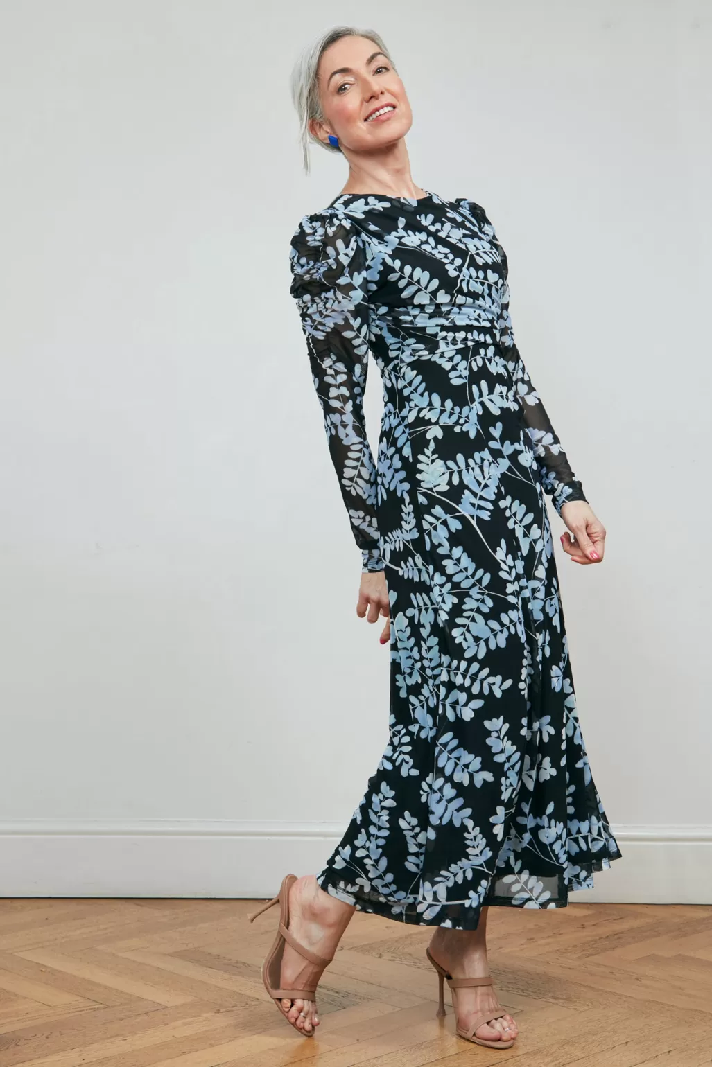 Fabienne Chapot Bella Black & Cornflower Blue Midi Dress