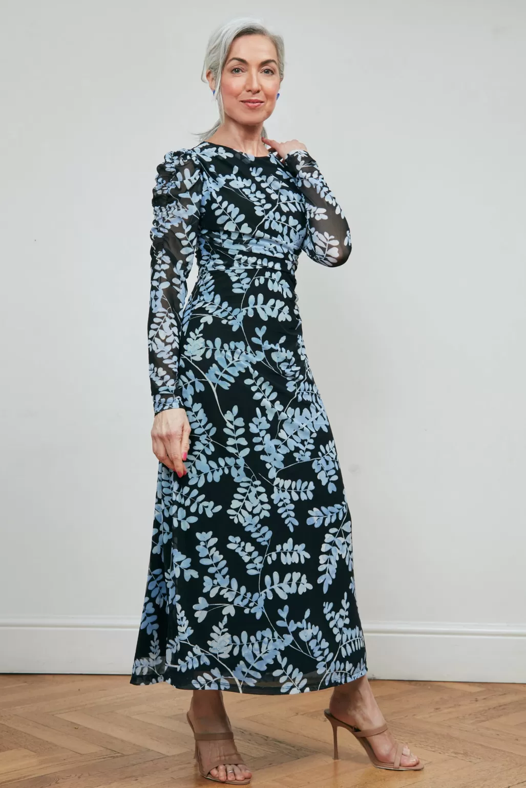 Fabienne Chapot Bella Black & Cornflower Blue Midi Dress